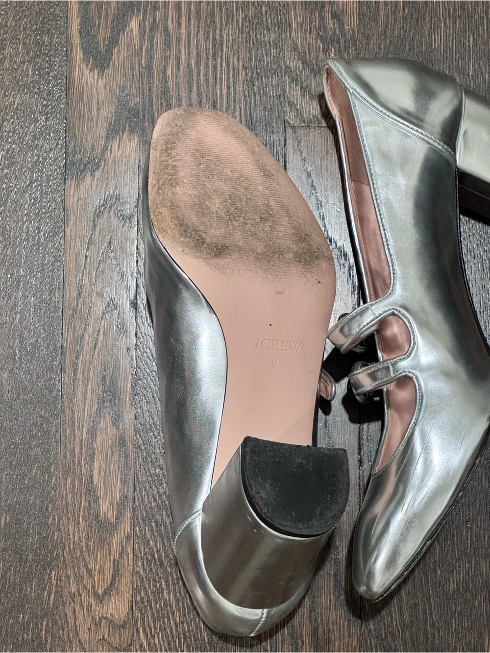 JCrew Metallic Mary Jane Double Strap Maisie Pump size 9